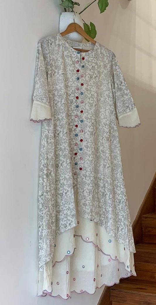 white printed kurta