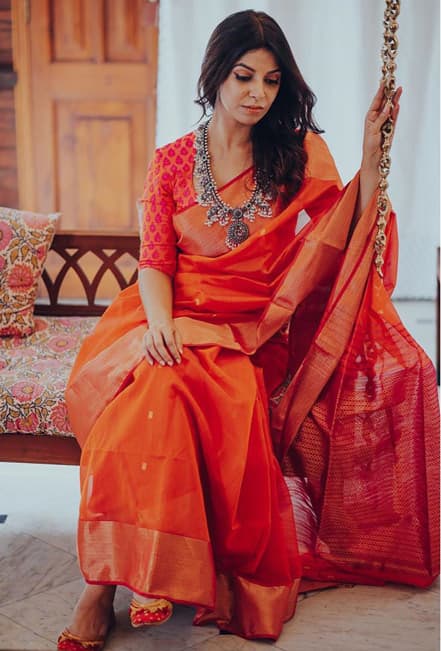 orange saree